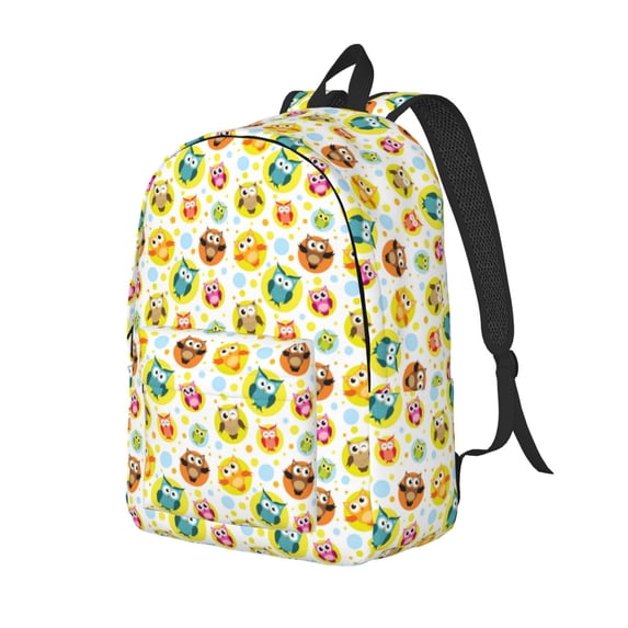 Yiaed Colorful Owls 1 Print Print Laptop Backpack Travel Canvas Backpack Vintage Aesthetic Backpack for School Knapsack Backpack Backpack for School-Small