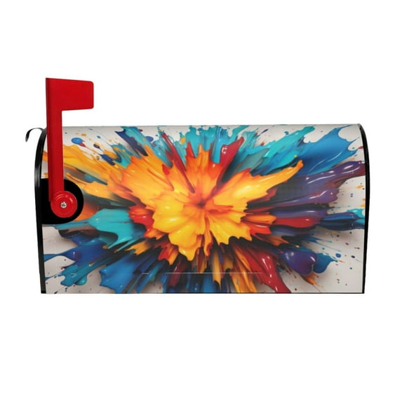 Yiaed Colorful Paint Print Print Mailbox Covers, Magnetic Mailbox Cover, Mail Box Covers for Garden Outdoor Decor Box Covers-25.5x21 in
