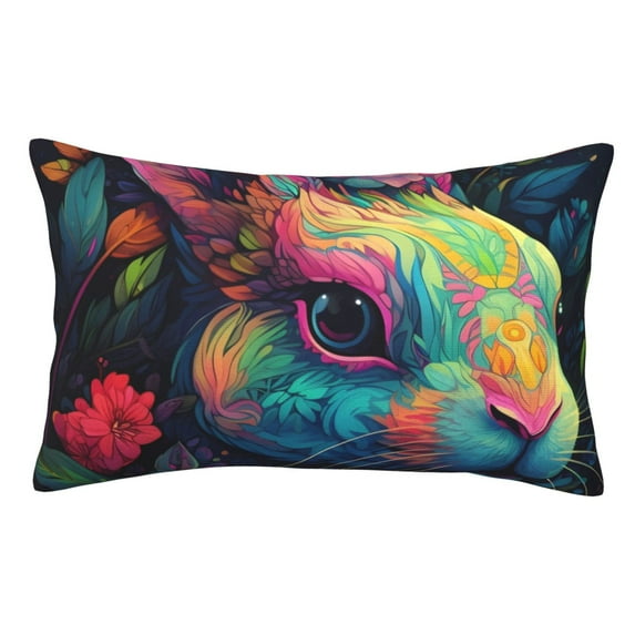 Yiaed Colorful Patterned Rabbit Print Brushed Microfiber Envelope Pillowcases, Standard,Envelope Closure Pillow Cases(No pillow core)-16"x24"