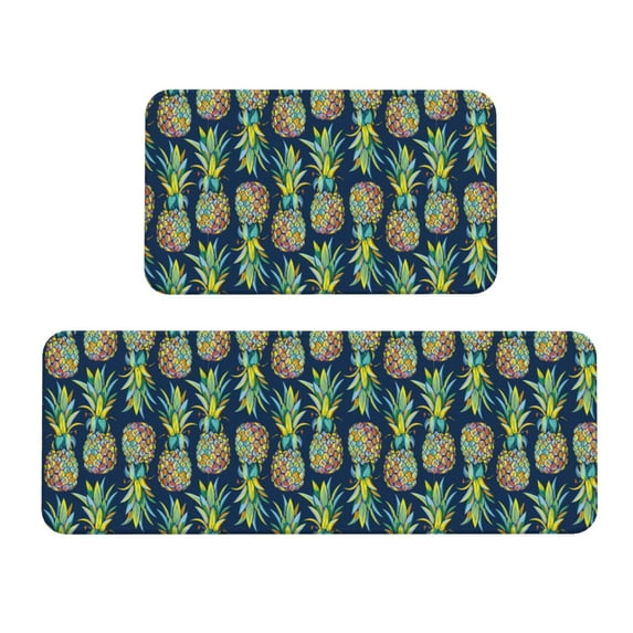Yiaed Colorful Pineapples Kitchen Rugs Sets of 2 Kitchen Mats Cushioned Anti Fatigue Kitchen Rug Tapetes Para Cocina for Sink,Laundry Room