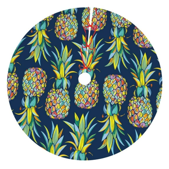 Yiaed Colorful Pineapples Print Christmas Tree Skirt , Tree SkirtsTree Mat for Christmas Winter Holiday Indoor Decorations-48"