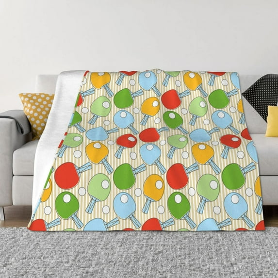 Yiaed Colorful Ping Pong Rackets1 Print Blanket Throw Blanket Soft Cozy Flannel Blanket for Home Bed Sofa Couch Chair-50"x40"