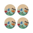 thumbnail image 1 of Yiaed Colorful Plants And Insects Print Leather Coasters for Drinks - Cup Coasters Coffee Table Kitchen Table Bar, Home & Office Gifts Handmade Drink Coasters-Round Shape, 1 of 6