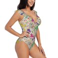 thumbnail image 1 of Yiaed Colorful Poodle Dog Print Women's Ruffled One Piece Swimsuit V Neck Swimwear Slimming Monokini for Woman-Large, 1 of 8
