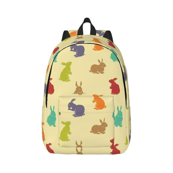 Yiaed Colorful Rabbit Print Backpack, Premium Laptop Backpack, Travel Backpack for Women, Lightweight Backpacks, Comfortable Back Pack-Medium