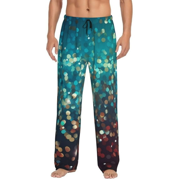 Yiaed Colorful Rainbow Glitter Print Men's Lounge Pants, Loose PJ Bottoms, Long Pajama Pants for Men-X-Large