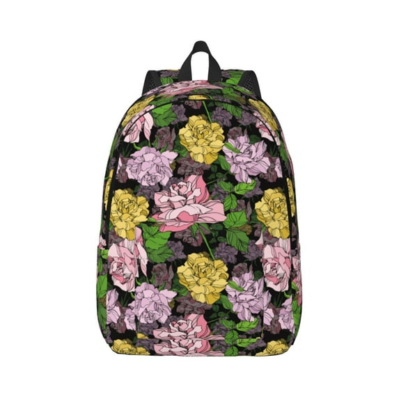 Yiaed Colorful Roses Print Backpack, Premium Laptop Backpack, Travel Backpack for Women, Lightweight Backpacks, Comfortable Back Pack-Small