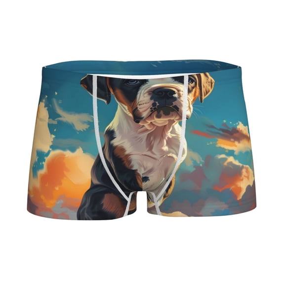 Yiaed Colorful Sky Puppy Print Boys' Boxer Briefs Cotton Casual Stretch Comfort Boys Boxers - Kids Boxer Briefs Underwear for Boys (6-18)-Large