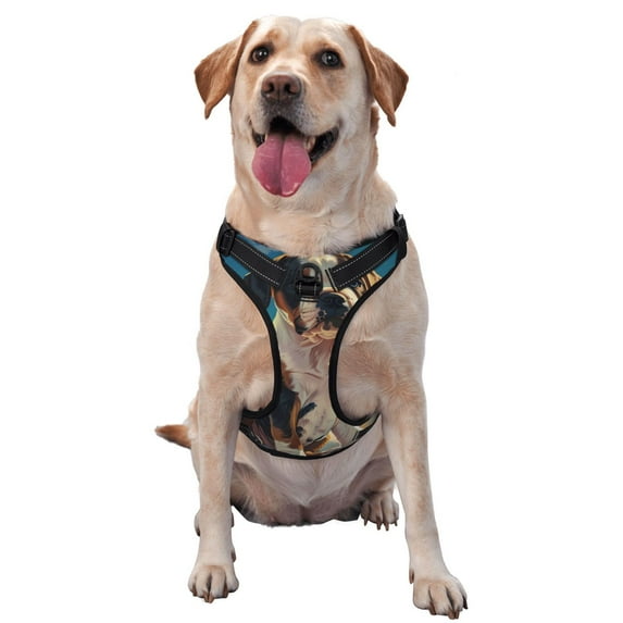 Yiaed Colorful Sky Puppy Print Dog Harness, No-Pull Pet Harness, Adjustable Padded Dog Vest, Reflective No-Choke Pet Oxford Vest with Easy Control Handle-Large