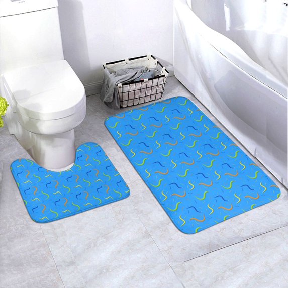 Yiaed Colorful Snake Print Bathroom Mat Set 2 Pieces Mat Anti-Skid Pad Ultra Soft and Absorbent Bathroom Bath Mat Contour Bath Rugs for Toilet Base