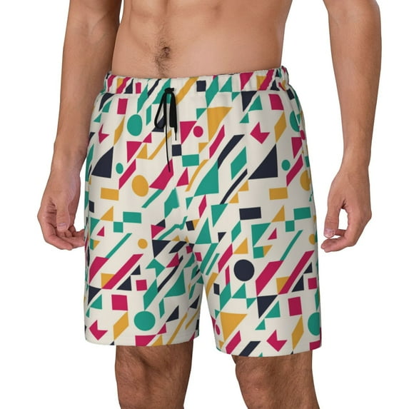 Yiaed Colorful Spots Print Mens Swim Trunks Bathing Suit Compression Liner Beach Swim Shorts Swimwear Quick Dry Zipper Pocket No-Chafing Board Short-