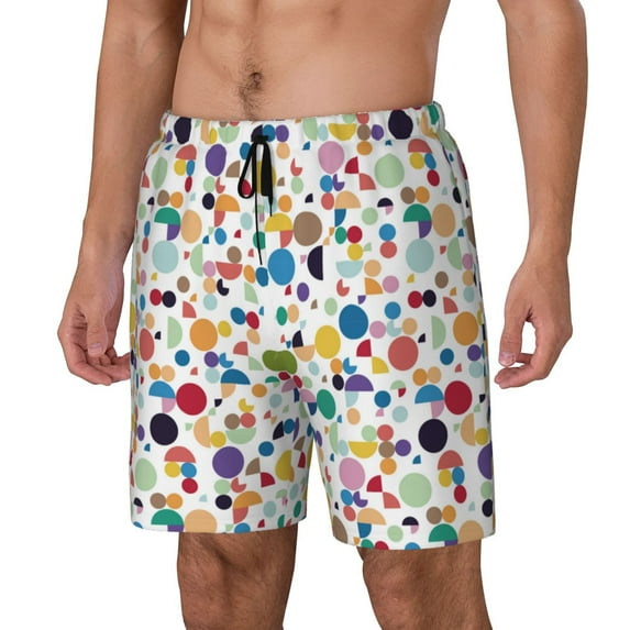 Yiaed Colorful Spots Print Mens Swim Trunks Bathing Suit Compression Liner Beach Swim Shorts Swimwear Quick Dry Zipper Pocket No-Chafing Board Short-X-Large
