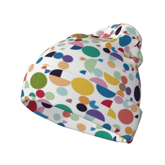 Yiaed Colorful Spots Print Winter Beanie for Men Women, Fleece Lined Beanie Soft Warm Knit Hat Ski Stocking Cuffed Ca