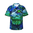 thumbnail image 1 of Yiaed Colorful Stained Glass Crocodile Print Hawaiian Shirt for Men Short Sleeve Button Down Shirts Beach Shirts for Men,Small, 1 of 7