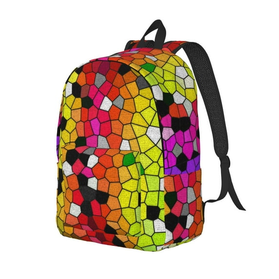 Yiaed Colorful Tie Dye Stained Glass 1 Print Print Laptop Backpack Travel Canvas Backpack Vintage Aesthetic Backpack for School Knapsack Backpack Backpack for School-Small
