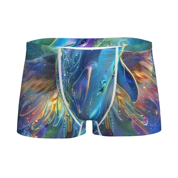 Yiaed Colorful Winged Dolphin Print Boys' Boxer Briefs Cotton Casual Stretch Comfort Boys Boxers - Kids Boxer Briefs Underwear for Boys (6-18)-X-Large