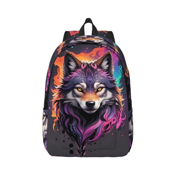 Yiaed Colorful Wolf Head A Print Backpack, Premium Laptop Backpack, Travel Backpack for Women, Lightweight Backpacks, Comfortable Back Pack-Small
