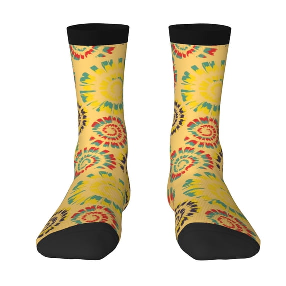 Yiaed Colourful Tie Dye 1 Print Great elasticity Crew Socks Sports socks for Men and Women