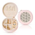 thumbnail image 1 of Yiaed Compass And Mountains In Bicycle Wheels Print Travel Jewelry Case Bridesmaid Gift Boxes Jewelry Travel Organizer Small Round Jewelry Box Mini Storage-Pink, 1 of 7