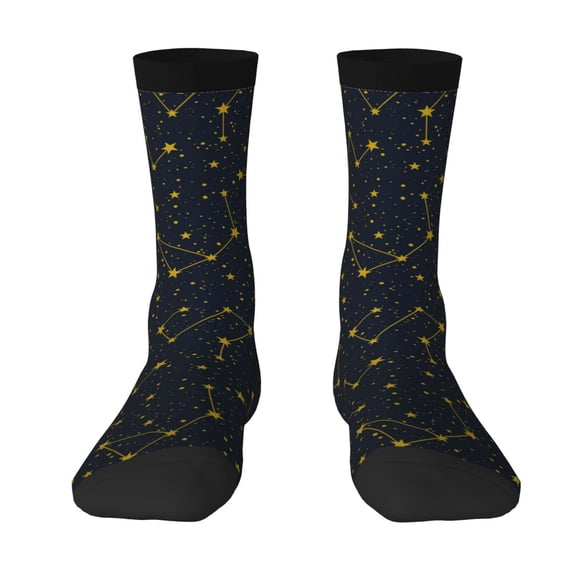 Yiaed Constellation Print Great elasticity Crew Socks Sports socks for Men and Women