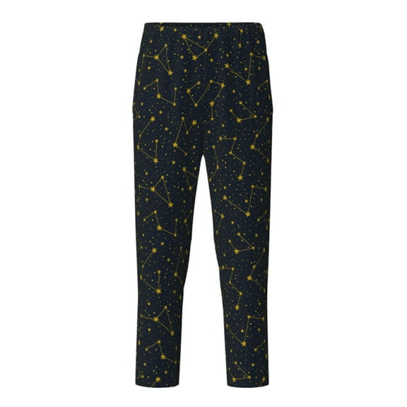 Yiaed Constellation Print Teenagers' Lounge Pants, Loose PJ Bottoms, Long Pajama Pants for Men-Large