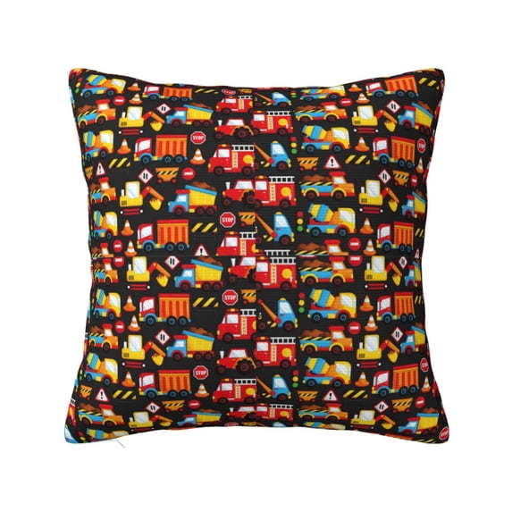 Yiaed Construction Truck Print Pillow Covers Super Soft Decorative Square Throw Pillow Covers Case Cushion Covers for Sofa Couch Bedroom Car Decor(No pillow core)-12"x12"