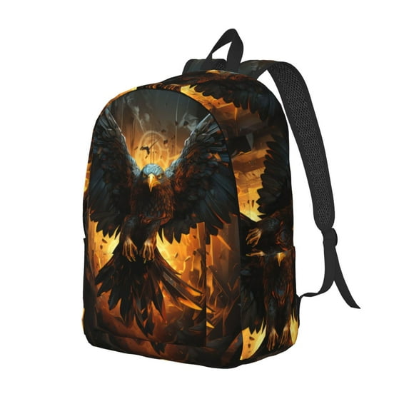 Yiaed Cool Black Eagle Print Print Laptop Backpack Travel Canvas Backpack Vintage Aesthetic Backpack for School Knapsack Backpack Backpack for School-