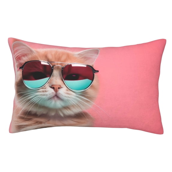 Yiaed Cool Cat Pink Sunglasses Print Brushed Microfiber Envelope Pillowcases, Standard,Envelope Closure Pillow Cases(No pillow core)-16"x24"