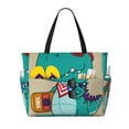 thumbnail image 1 of Yiaed Cool Dino Playing Skateboard Print Large Capacity Beach Travel Bag - Waterproof Zipper Vacation Tote for Sandproof Storage, and Camping, 1 of 1