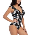 thumbnail image 1 of Yiaed Cool Gamepad Print Women's Ruffled One Piece Swimsuit V Neck Swimwear Slimming Monokini for Woman-X-Large, 1 of 8