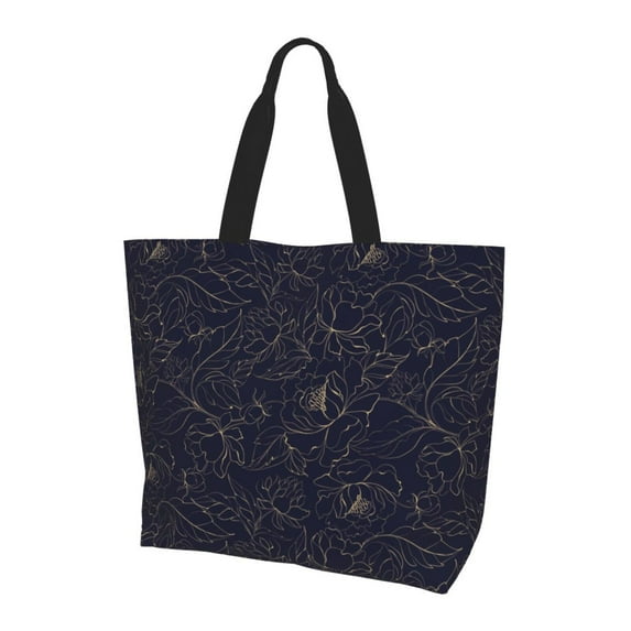 Yiaed Copper-Gold Gloss Outline Peony Print Handbag for Women Tote Purse Shoulder Bag Large Fashion Hobo Purse Handbag Shopping Tote