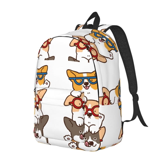 Yiaed Corgi Dog2 Print Print Laptop Backpack Travel Canvas Backpack Vintage Aesthetic Backpack for School Knapsack Backpack Backpack for School-Small