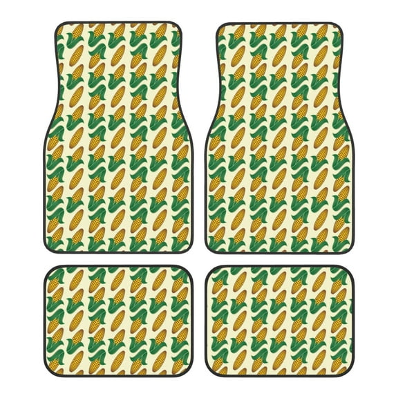 Yiaed Corn Print Carpet Floor Mats for Cars, Auto Accessories Front & Rear Car Floor Mats Car Floor Foot Mat Sets of 4 Pieces