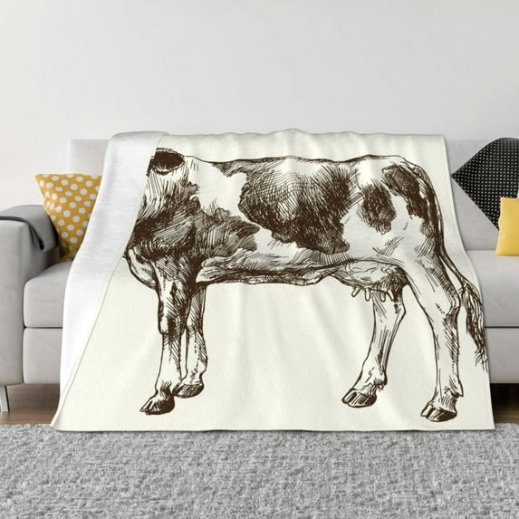 Yiaed Cow 1 Print Blanket Throw Blanket Soft Cozy Flannel Blanket for Home Bed Sofa Couch Chair-50"x40"