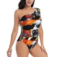 thumbnail image 1 of Yiaed Cow Print Women One Piece Swimsuits Tummy Control One Shoulder Bathing Suits Pattern Ruffle Swimwear-Small, 1 of 8