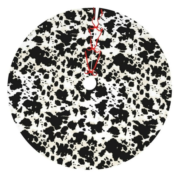 Yiaed Cow Skin 1 Print Christmas Tree Skirt , Tree SkirtsTree Mat for Christmas Winter Holiday Indoor Decorations-30"