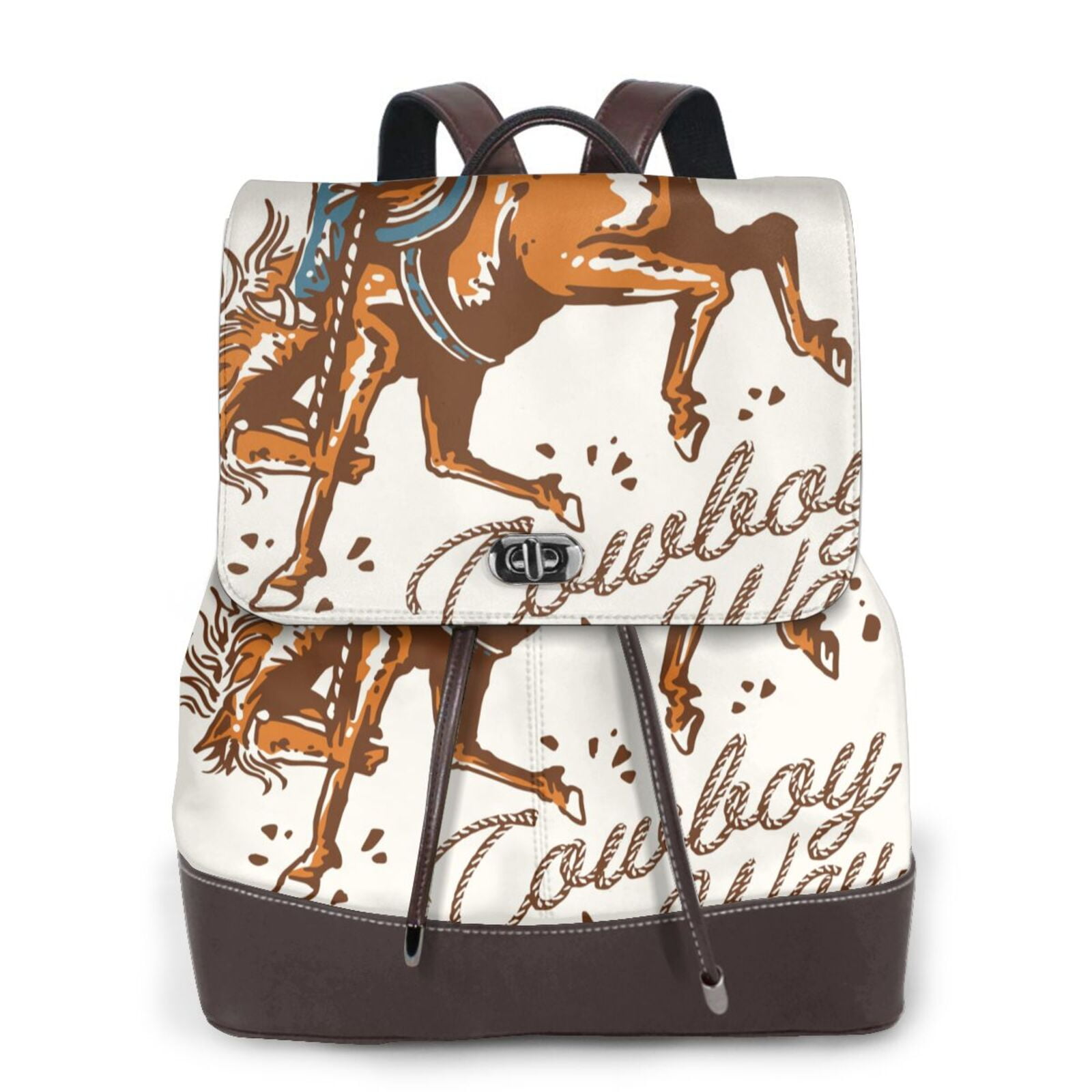 Yiaed Cowboy Riding Horse Print Laptop Backpack for Women Slim Computer ...