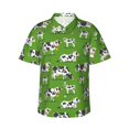 thumbnail image 1 of Yiaed Cows With Calfs Green Print Hawaiian Shirt for Men Short Sleeve Button Down Shirts Beach Shirts for Men,3X-Large, 1 of 7