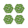 thumbnail image 1 of Yiaed Cows With Calfs Green Print Leather Coasters for Drinks - Cup Coasters Coffee Table Kitchen Table Bar, Home & Office Gifts Handmade Drink Coasters-Hexagon, 1 of 6