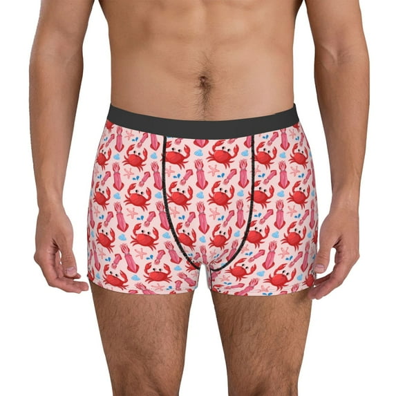 Yiaed Crabs Starfish Print Men's Soft Cotton Boxer Shorts Breathable Boxers Underwear Moisture-Wicking Underwear Stretch Boxer Briefs for Man-Medium