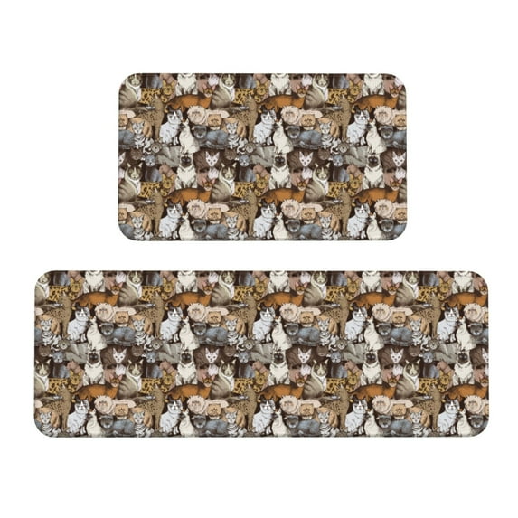Yiaed Cut Cats Kitchen Rugs Sets of 2 Kitchen Mats Cushioned Anti Fatigue Kitchen Rug Tapetes Para Cocina for Sink,Laundry Room