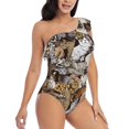 thumbnail image 1 of Yiaed Cut Cats Print Women One Piece Swimsuits Tummy Control One Shoulder Bathing Suits Pattern Ruffle Swimwear-Large, 1 of 8