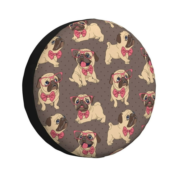 Yiaed Cut Pug Print Print Tire Wheel Cover, tire covers for trailers,rv wheel covers,rv tire covers, camper tire covers,tire covers for cars-15 inch