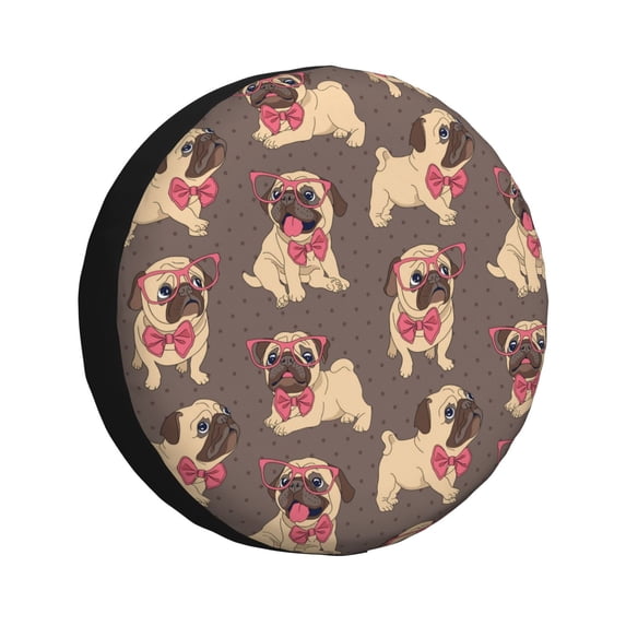 Yiaed Cut Pug Print Print Tire Wheel Cover, tire covers for trailers,rv wheel covers,rv tire covers, camper tire covers,tire covers for cars-16 inch