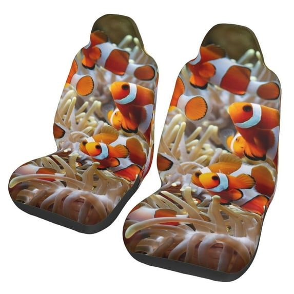 Yiaed Cute Anemone Fish Print Car Seat Covers,Universal Auto Seats Protector Fits for Car,SUV Sedan,Truck,Automotive Seat Covers & Accessories(Two packs)