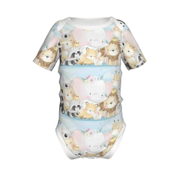 Yiaed Cute Animals Print Infant Climbing Short Sleeve Onesie One-Piece Baby Bodysuit Clothes 0-12 Months -9M