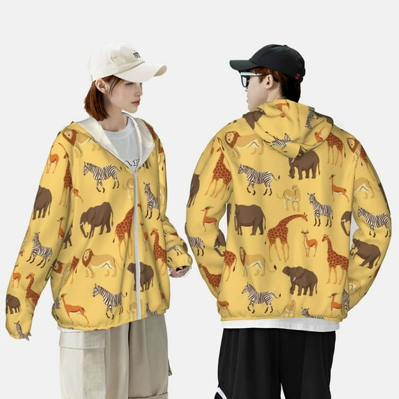 Yiaed Cute Animals Print Sun Shirts UPF 50+ Protection Hoodie Rash Guard Shirt UV Shirt Long Sleeve Fishing Outdoor Lightweightase-Large