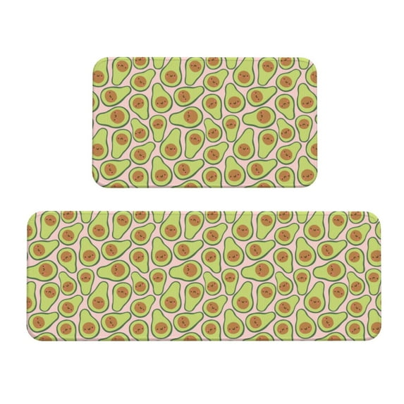 Yiaed Cute Avocado Kitchen Rugs Sets of 2 Kitchen Mats Cushioned Anti Fatigue Kitchen Rug Tapetes Para Cocina for Sink,Laundry Room