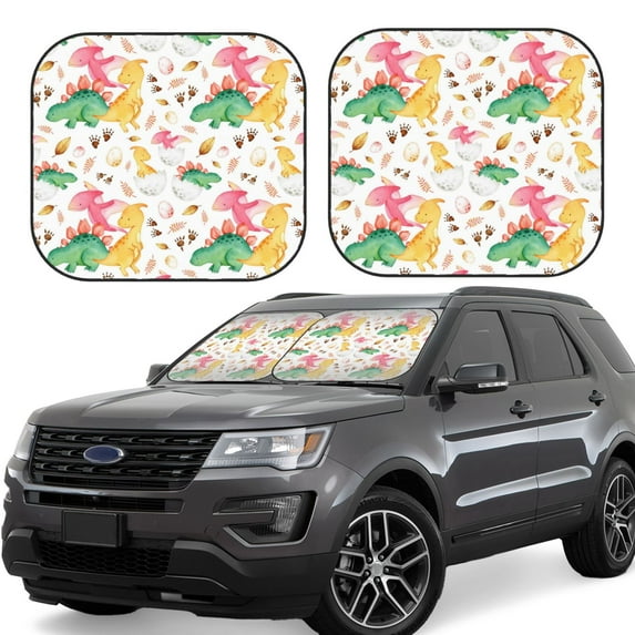 Yiaed Cute Baby Dinosaurs Print Car Front Windshield Sun Shade,Foldable Anti-UV Car Sunshade for Front Window for Most Vehicles-Medium