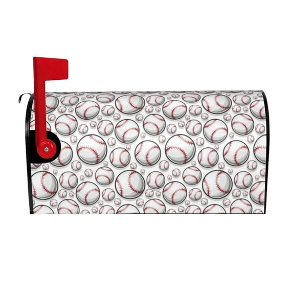 Yiaed Cute Baseball Print Mailbox Covers, Magnetic Mailbox Cover, Mail Box Covers for Garden Outdoor Decor Box Covers-21x18 in